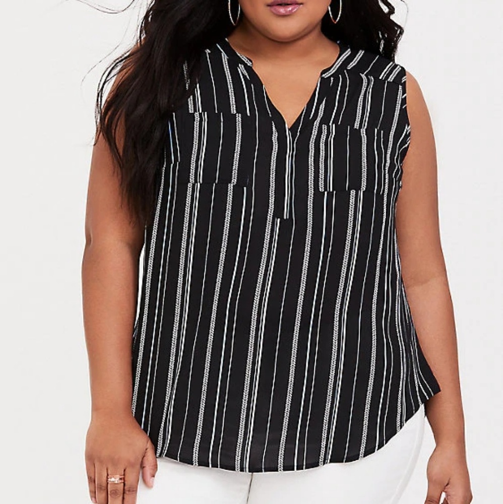 SALE Torrid Harper Stripe Georgette Pullover Tank - Picture 5 of 7